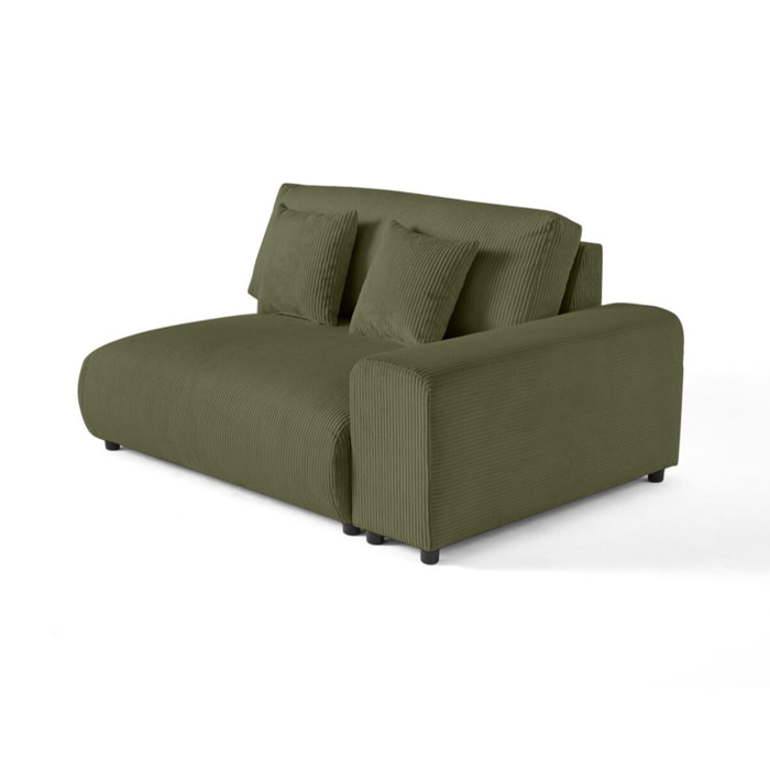 Garance - module d'assise 2 places avec accoudoir droit - en velours côtelé - Vert