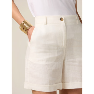 Oltre - Short 100% lino - Bianco