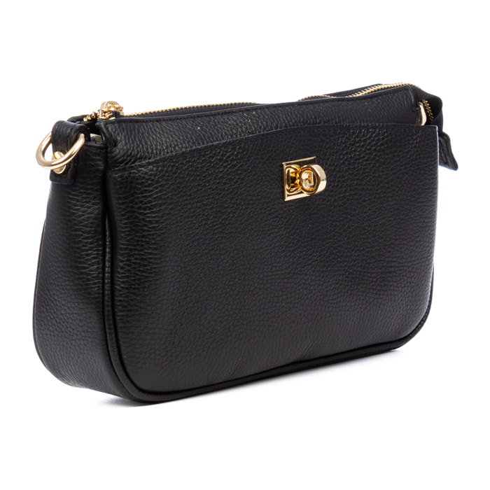 Balzola borsa a spalla donna. Pelle autentica finitura Dollaro.