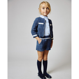 Short chanel azul marino con cinta blanco