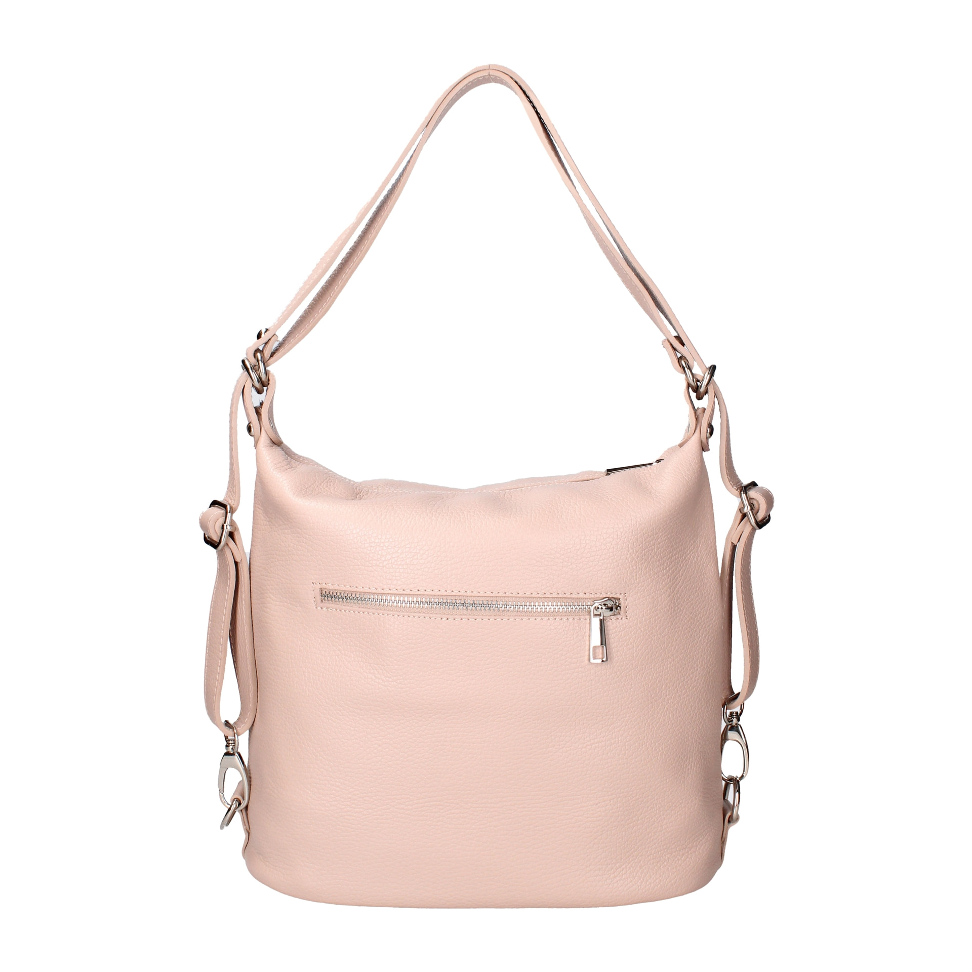 Borsa a spalla convertibile in zaino Bianca da donna In Vera pelle Made in Italy 30x26x9 cm