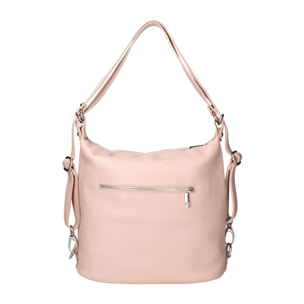 Borsa a spalla convertibile in zaino Bianca da donna In Vera pelle Made in Italy 30x26x9 cm