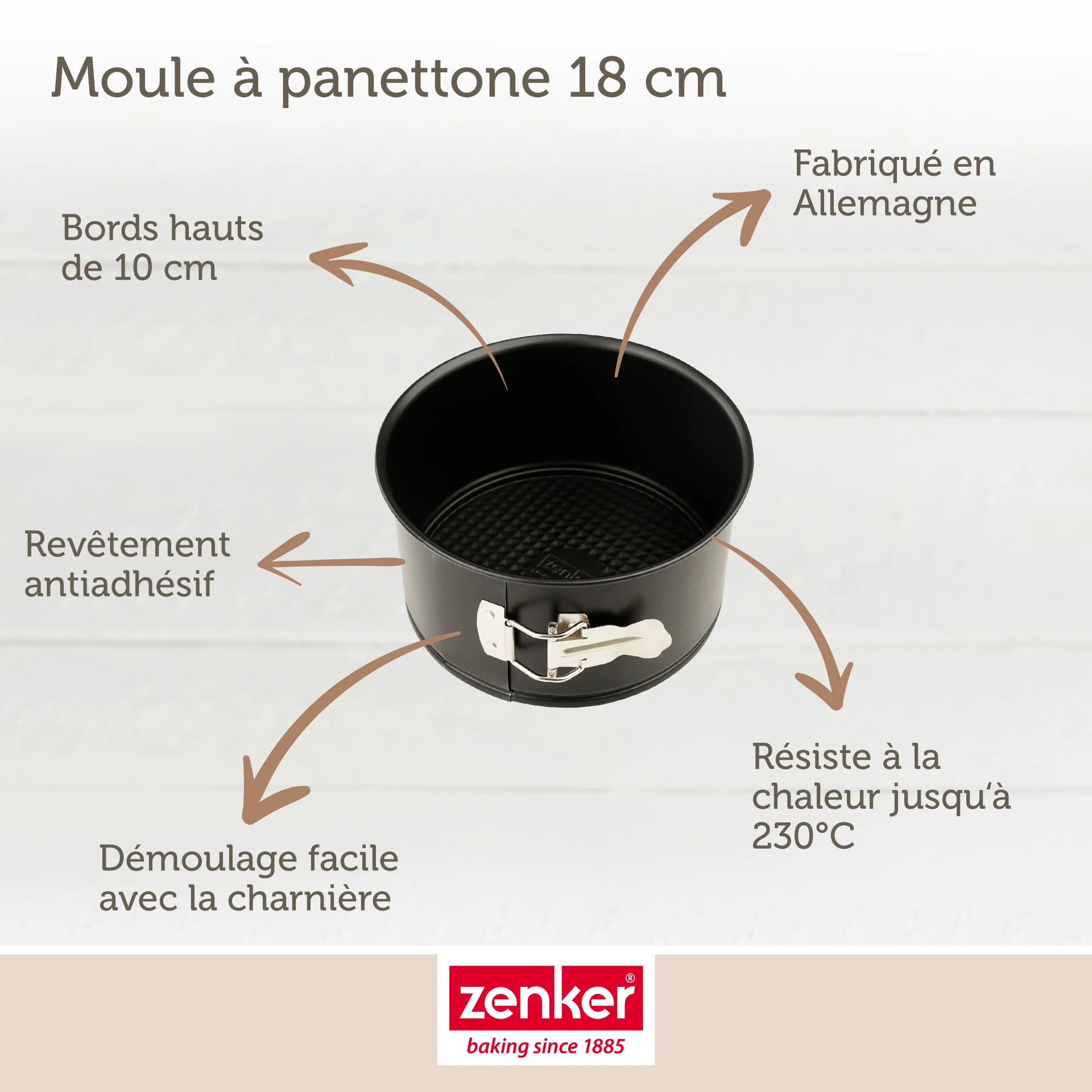 Set pâtisserie moule à panettone 18 cm, 2 bols à mixer et 1 spatule Zenker