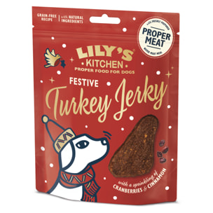 Lot de 8 - Lily’s Kitchen Friandises pour chiens Bouchées de dinde de Noël 70g