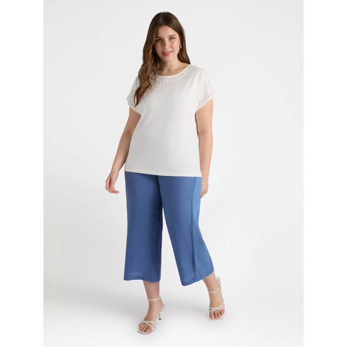 Fiorella Rubino - Pantalón de lino y punto con cordones - Azul