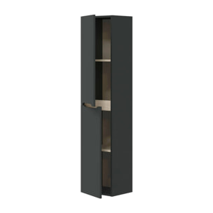 Mobile colonna Arissa, Pensile bagno sospeso a 2 ante, Armadio alto, 31x26h135 cm, Antracite e Rovere