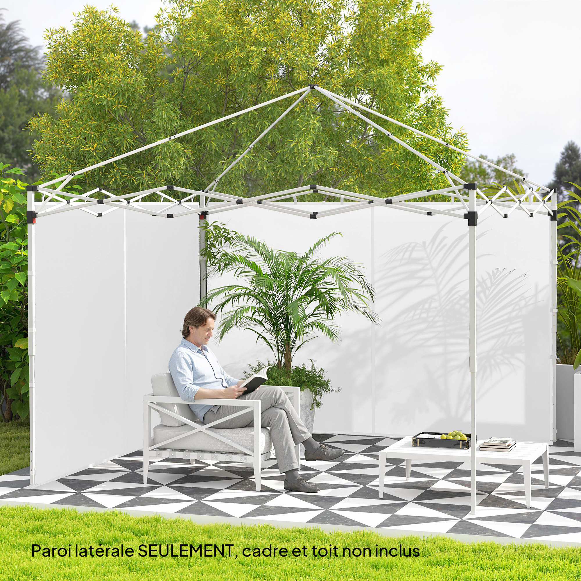 Lot de 2 panneaux latéraux barnum tonnelle 6x3 m ou 3x3 m oxford blanc