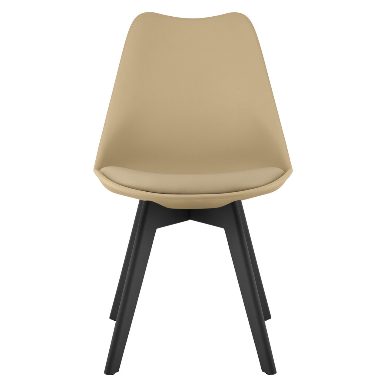 Sedia Mark con cuscino in ecopelle beige scuro