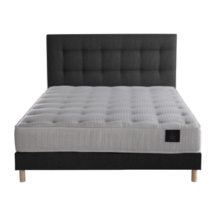 Ensemble matelas ressorts, COMETE + tête de lit capitonnée + sommier 11 cm