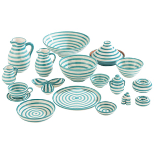 J-Line cendrier Granada Stripes - céramique - blanc/aqua - large