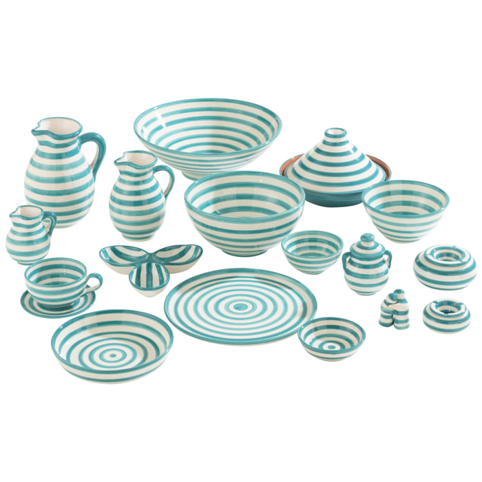 J-Line cendrier Granada Stripes - céramique - blanc/aqua - large