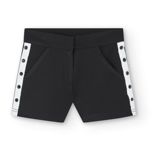 Short para niña en algodón liso de color negro con