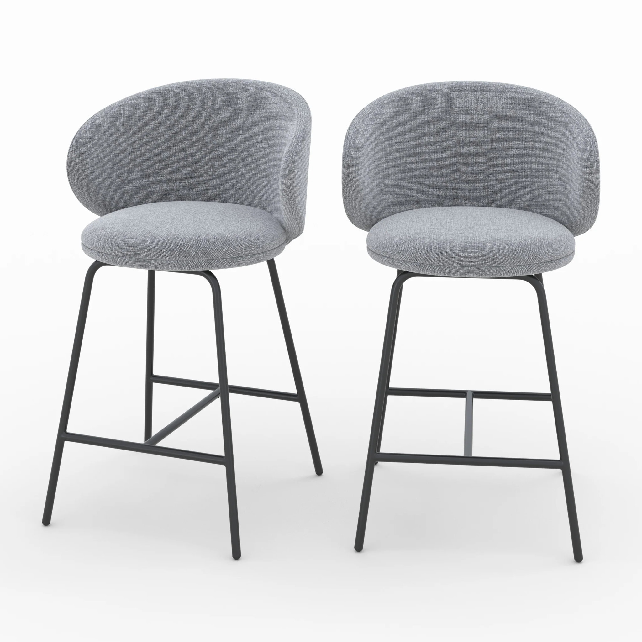 Lot de 2 chaises pour îlot central en tissu gris foncé 68 cm - Cécilia