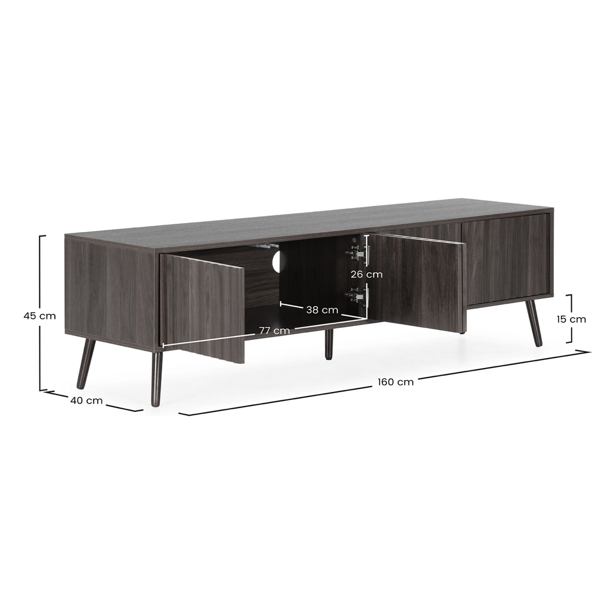 Mueble TV Lluvia 4 puertas efecto Nogal