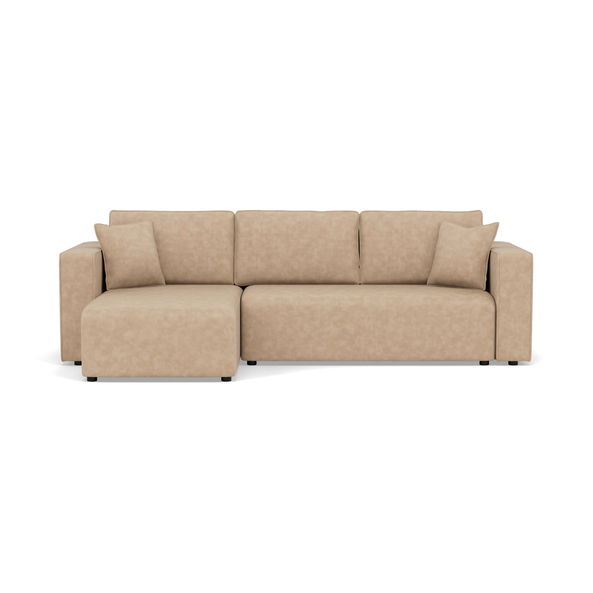 Topaze - canapé d'angle réversible 4 places convertible avec coffre en simili - Beige