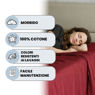 LENZUOLO SOPRA MAX COLOR, 100% Cotone, Tinta Unita, Made in Italy - BORDEAUX