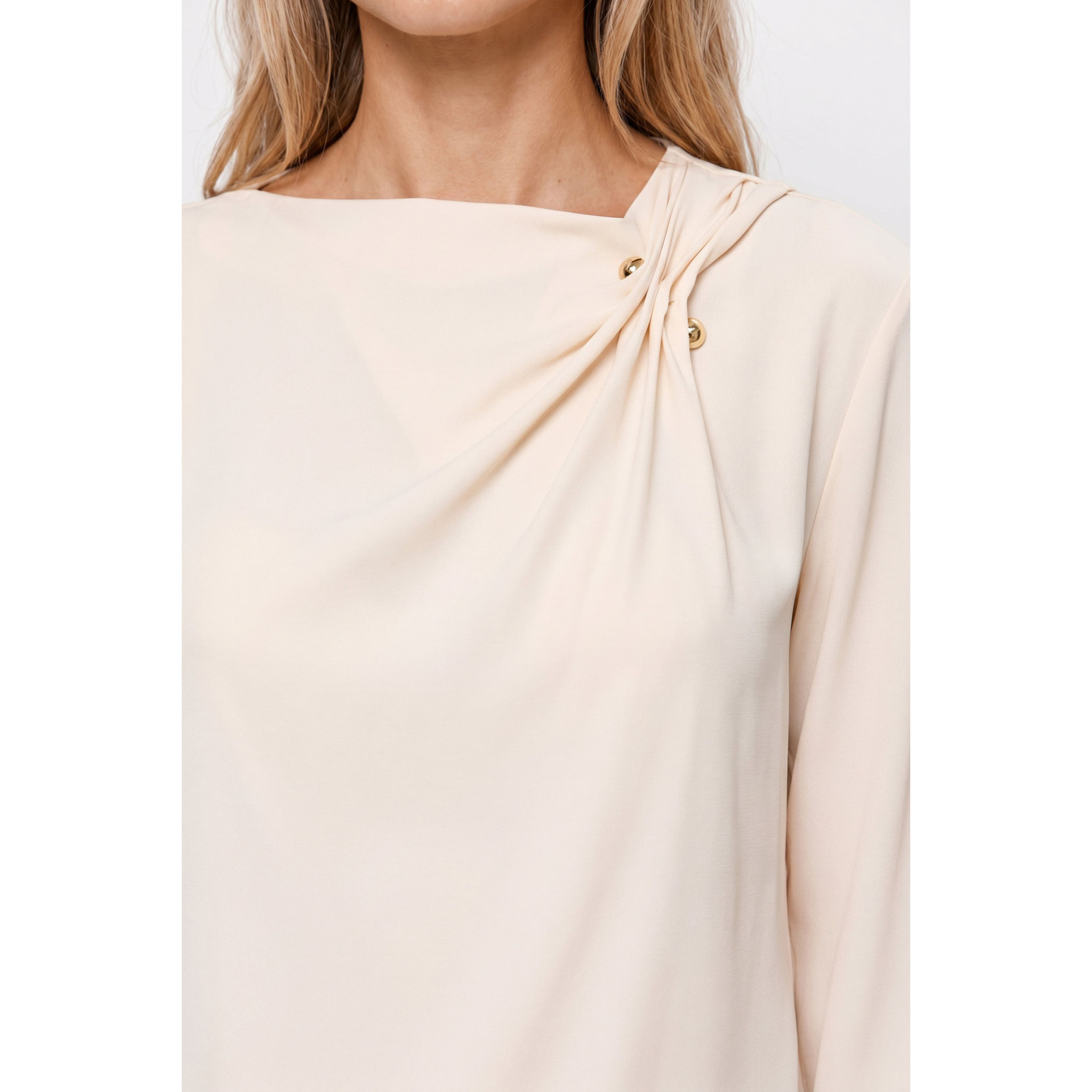 Kocca - Blusa in viscosa a maniche lunghe con drappeggio e bottoni Donna