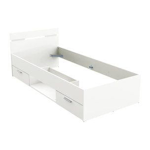 Letto singolo Zone, Sommier per camera da letto, Giroletto per stanza, Struttura porta materasso, 200x90 h74 cm, Bianco opaco