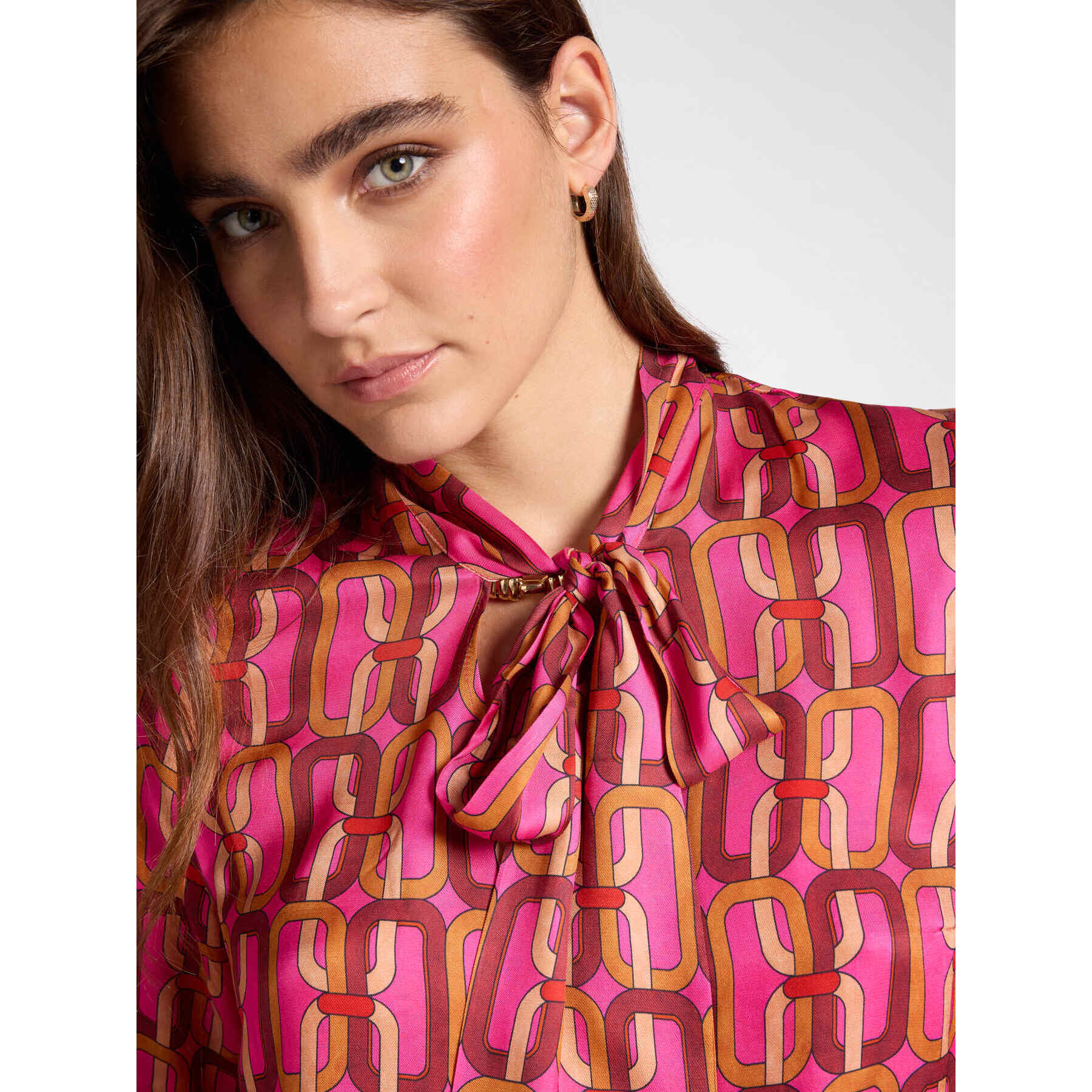 Elena Mirò - Blusa stampata con fusciacca - Fucsia