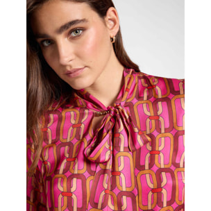 Elena Mirò - Blusa stampata con fusciacca - Fucsia
