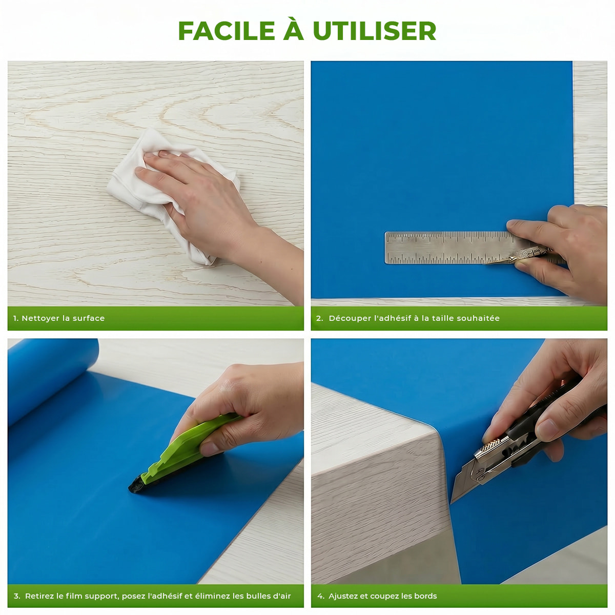 Rouleau adhésif décoratif Vinyle au Mètre - Bleu marine - Sticker Lavable Imperméable Mur Cuisine Meubles