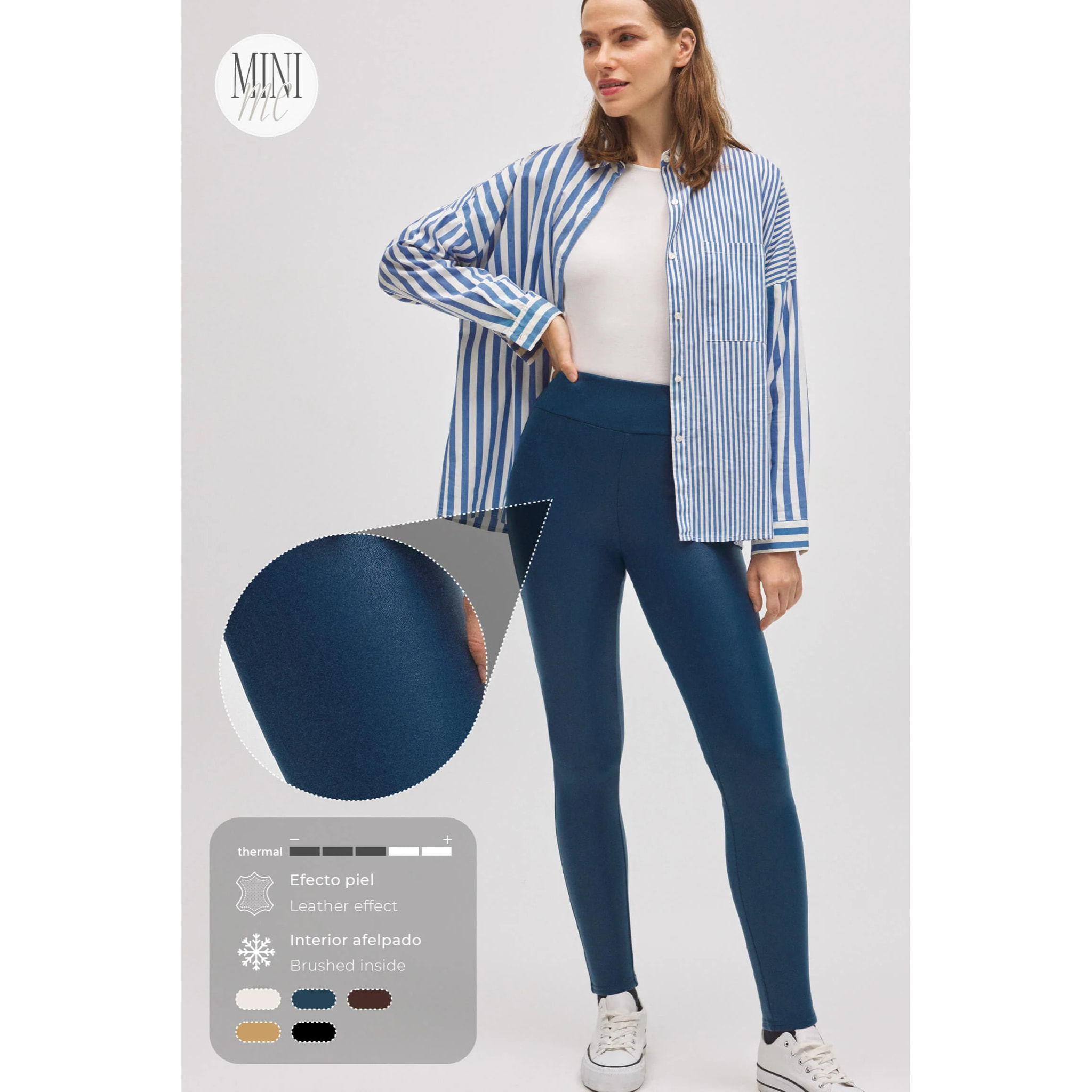 Leggings termici effetto pelle blu