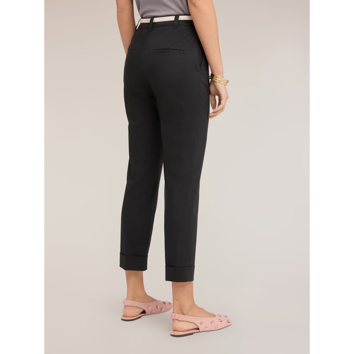 Motivi - Pantaloni cropped in misto cotone - Nero