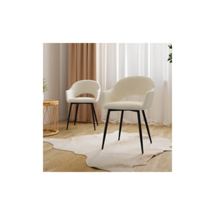 Chaises Rebeca avec accoudoirs en velours - Crème