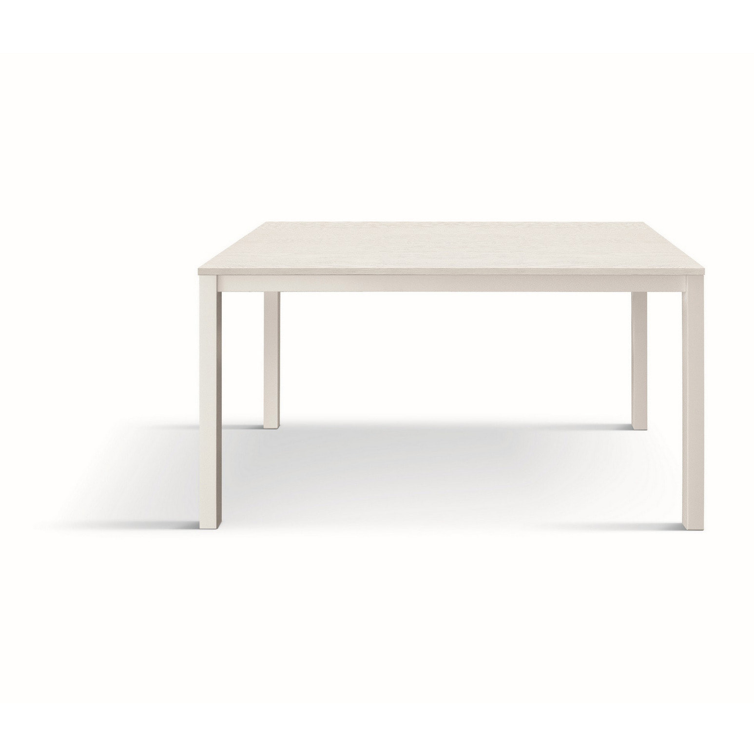 Tavolo TROPEA in legno, finitura bianco frassinato e base in metallo verniciato bianco, allungabile 160x90 cm - 210x90 cm