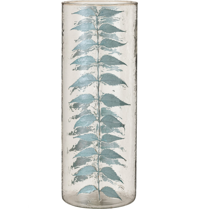 J-Line Vase Bleu Feuille Verre Large