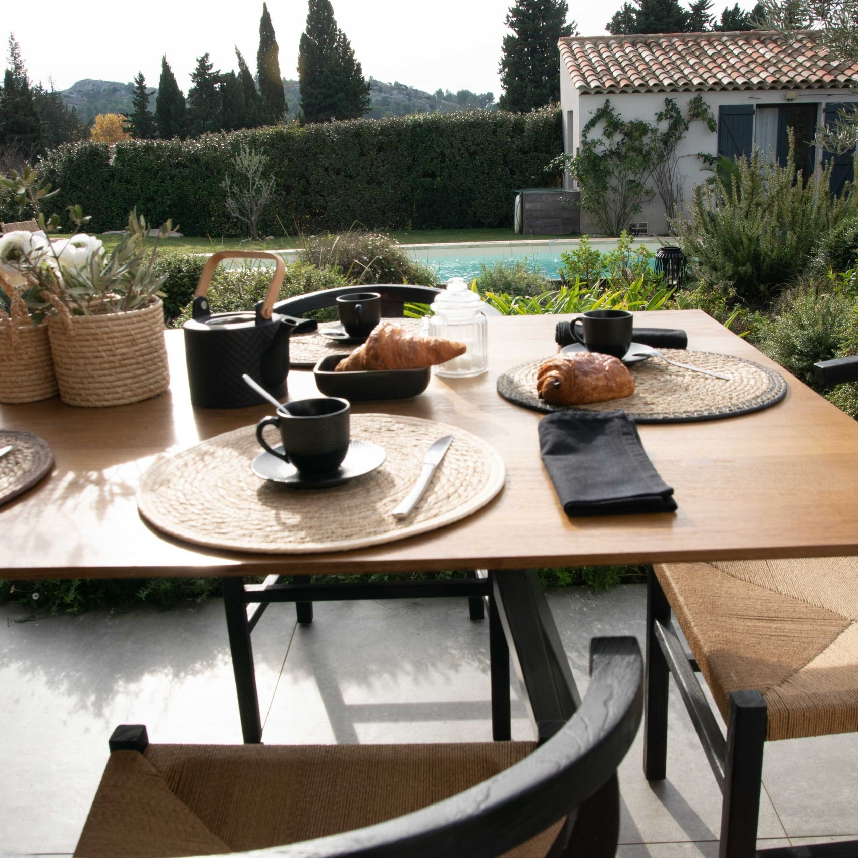 Set de table rond en jute rigide tressée - Ecru