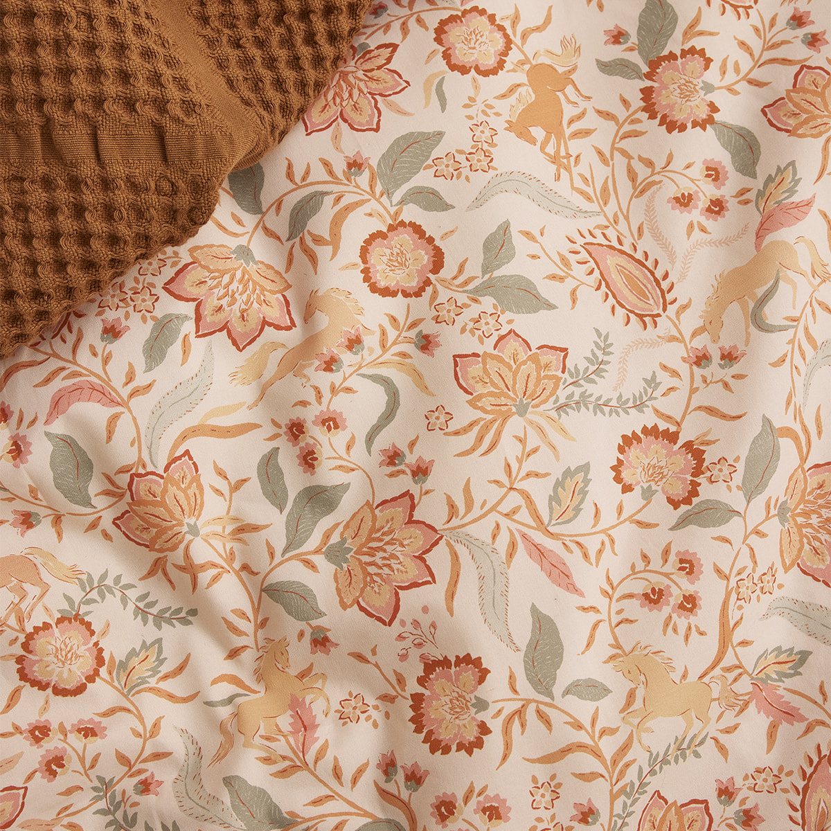 Couvre lit imprimé en percale de coton, ALLURE, Multicolore