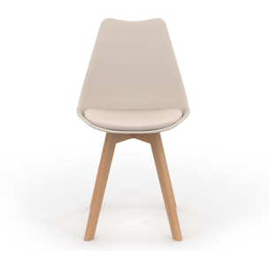 Chaises Nordia beige pieds bois - lot de 4