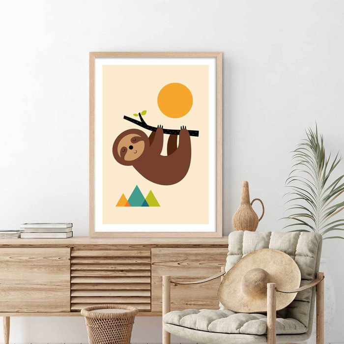 Affiche  slow life Affiche + cadre en bois - Chêne