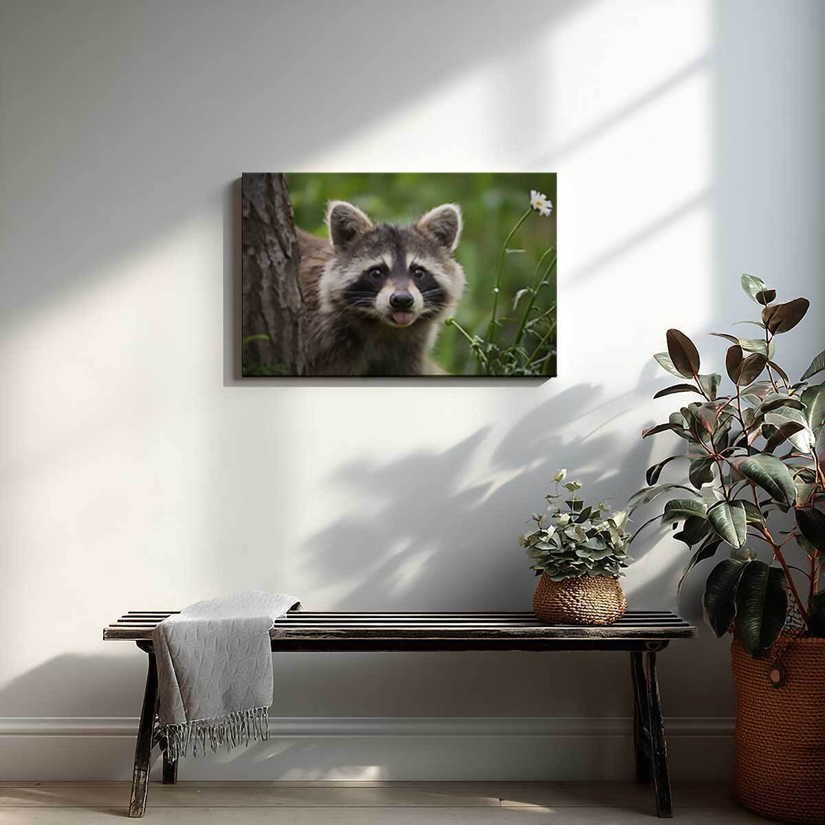 Tableau raton laveur curieux en gros plan Toile imprimée