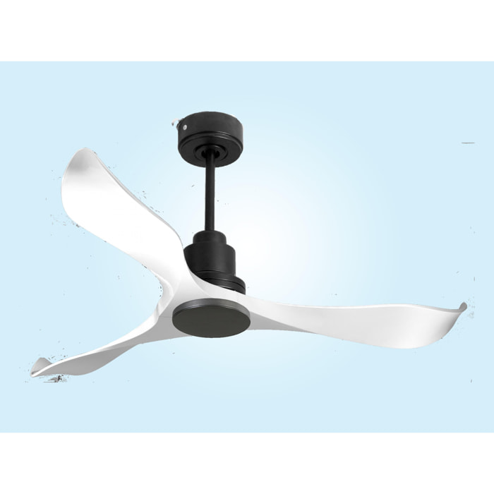Ventilateur de plafond Réversible  Thermostat Wifi Moteur à courant continu Toits en pente Télécommande Adaptateur 2/3 Lames Hypersilence Mémoire