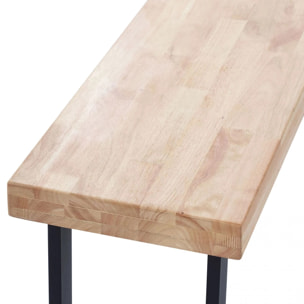Banco de madera con patas metálicas en negro y roble salvaje 120x34 cm Loft Roble salvaje - Negro