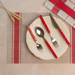 Lot de 6 sets de table tissé en PVC beige et rouge 45x30cm