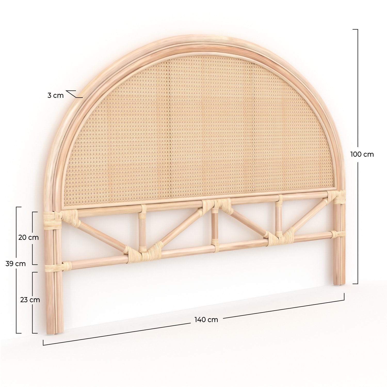 Tête de lit 140 cm en rotin et cannage - Madya