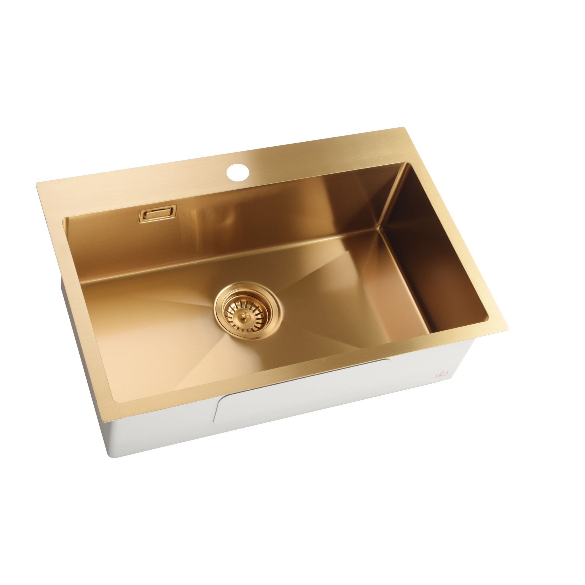 Timeless Évier de cuisine encastrable inox 304, 1 bac , 68x45x21 cm, Or brossé PVD