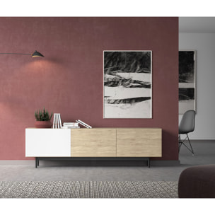 Bajo tv 3 puertas Printed roble-blanco 52x180x44 cm