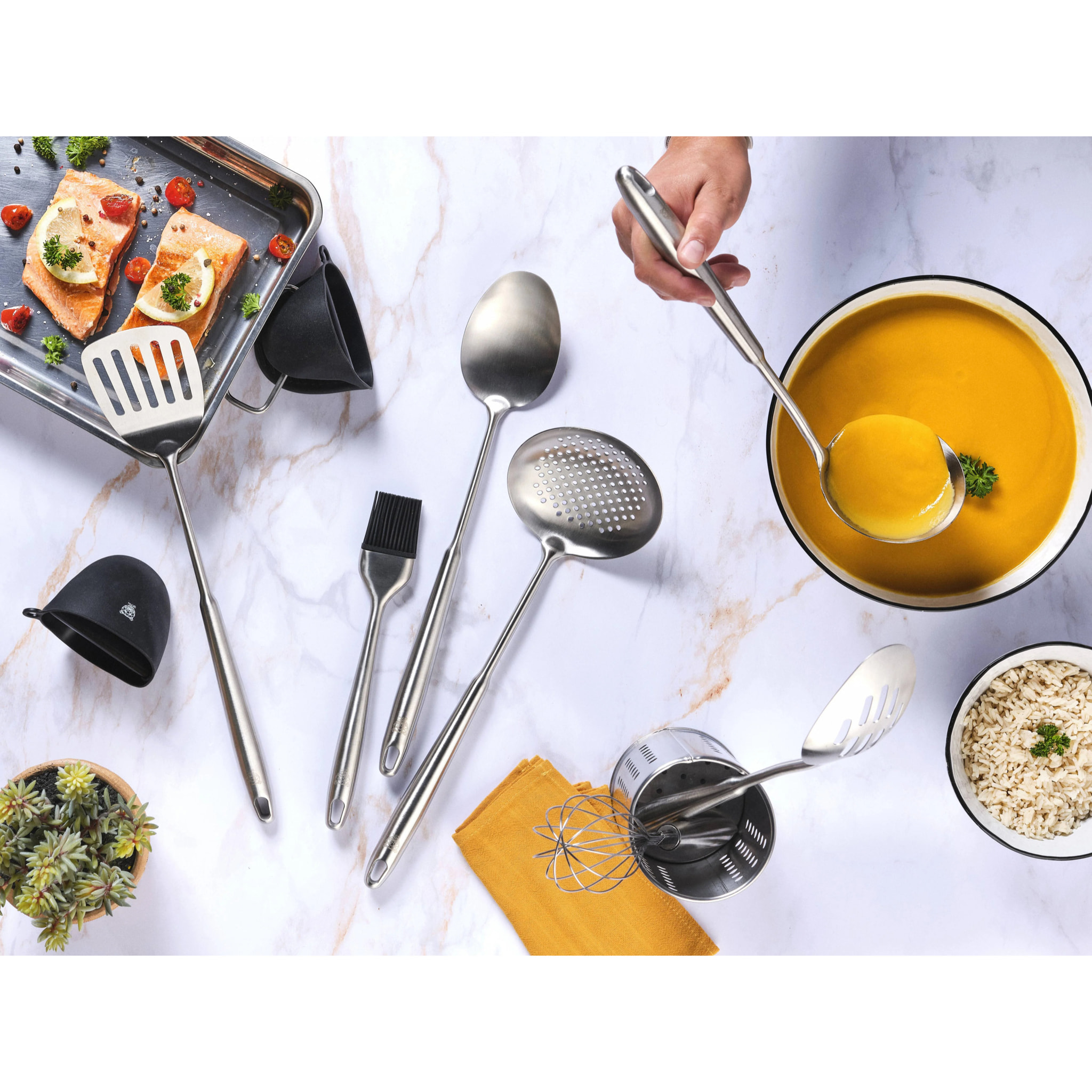 Set d'ustensiles de cuisine en acier inoxydable STAL - 10 pièces