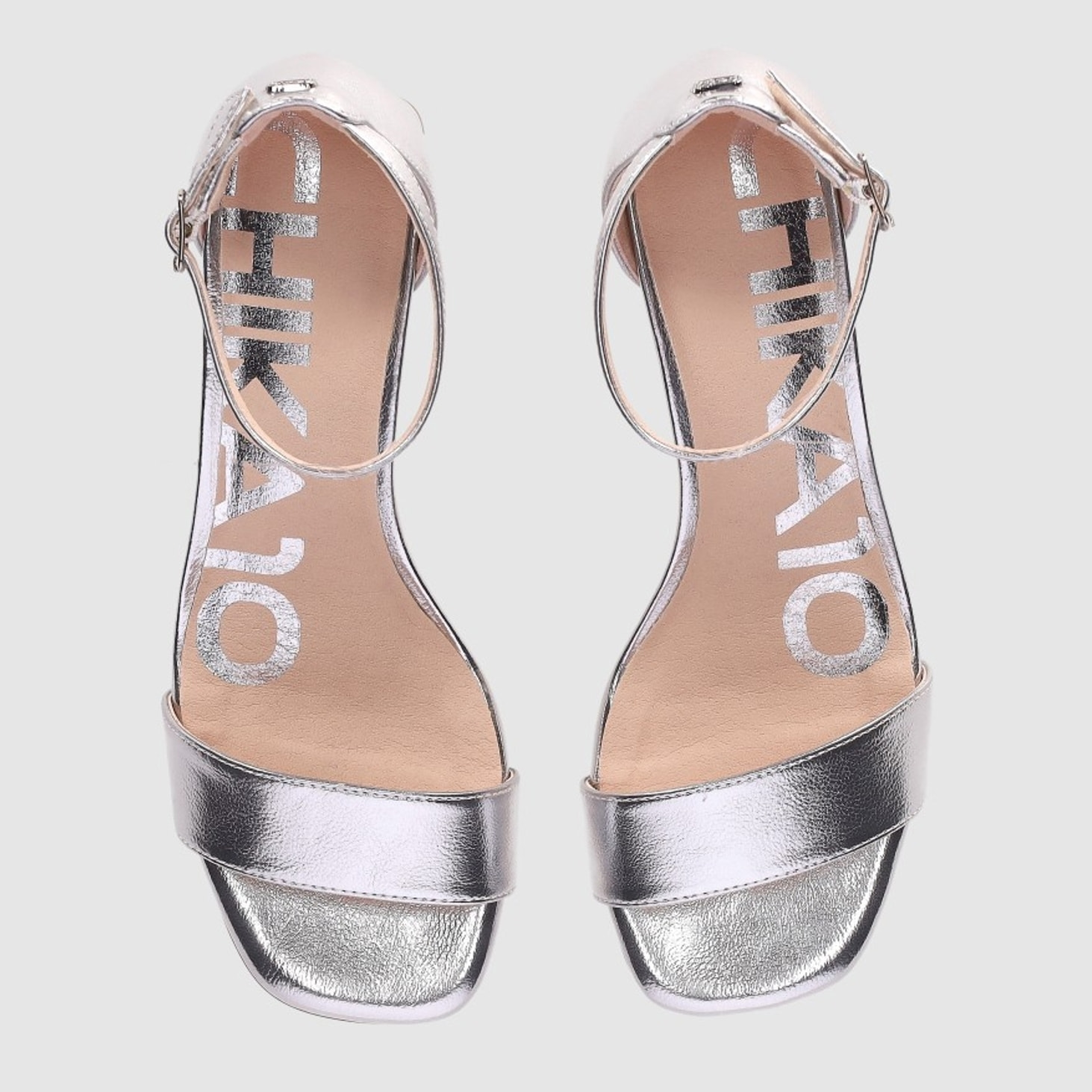 Sandalias de Piel Sintética - Plata - Tacón: 5 cm