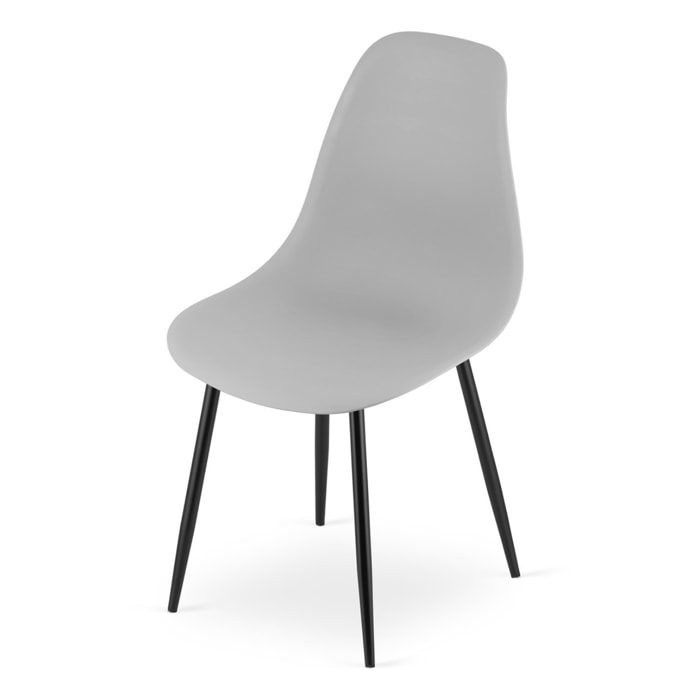 Sedia scandinava WAT grigia con gambe in metallo nero
