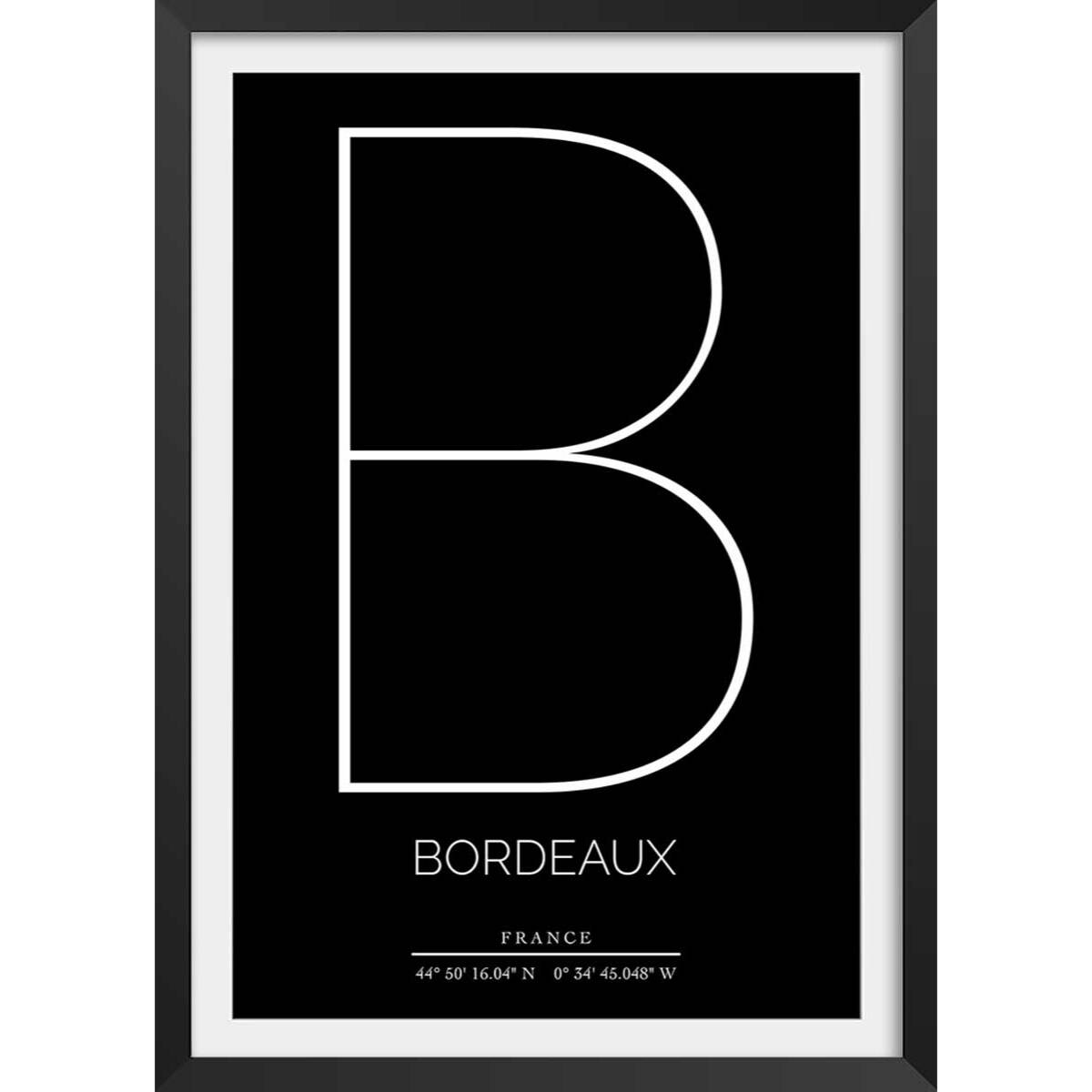 Poster b bordeaux Affiche sous cadre noir