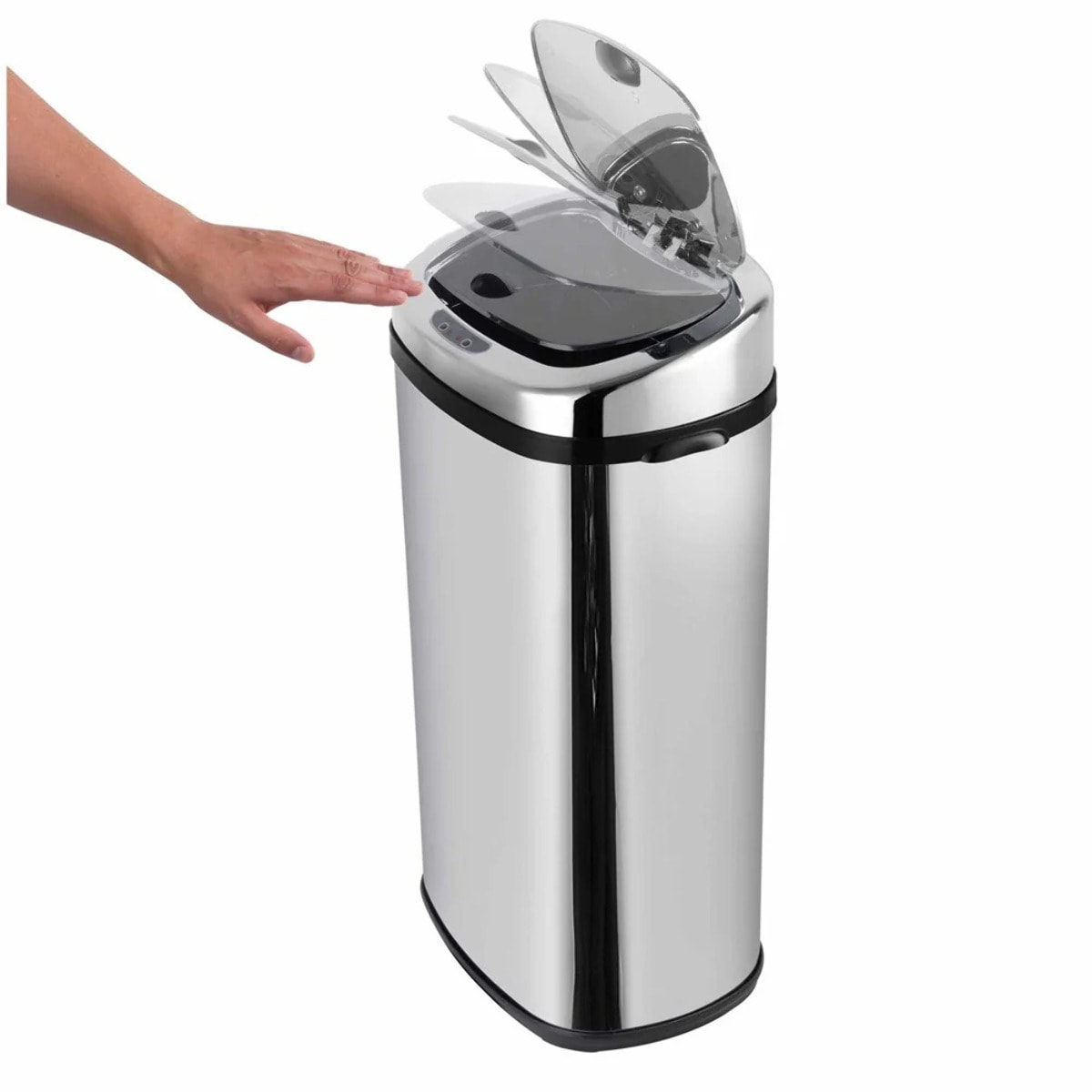 Poubelle automatique inox LARGO argent 42L