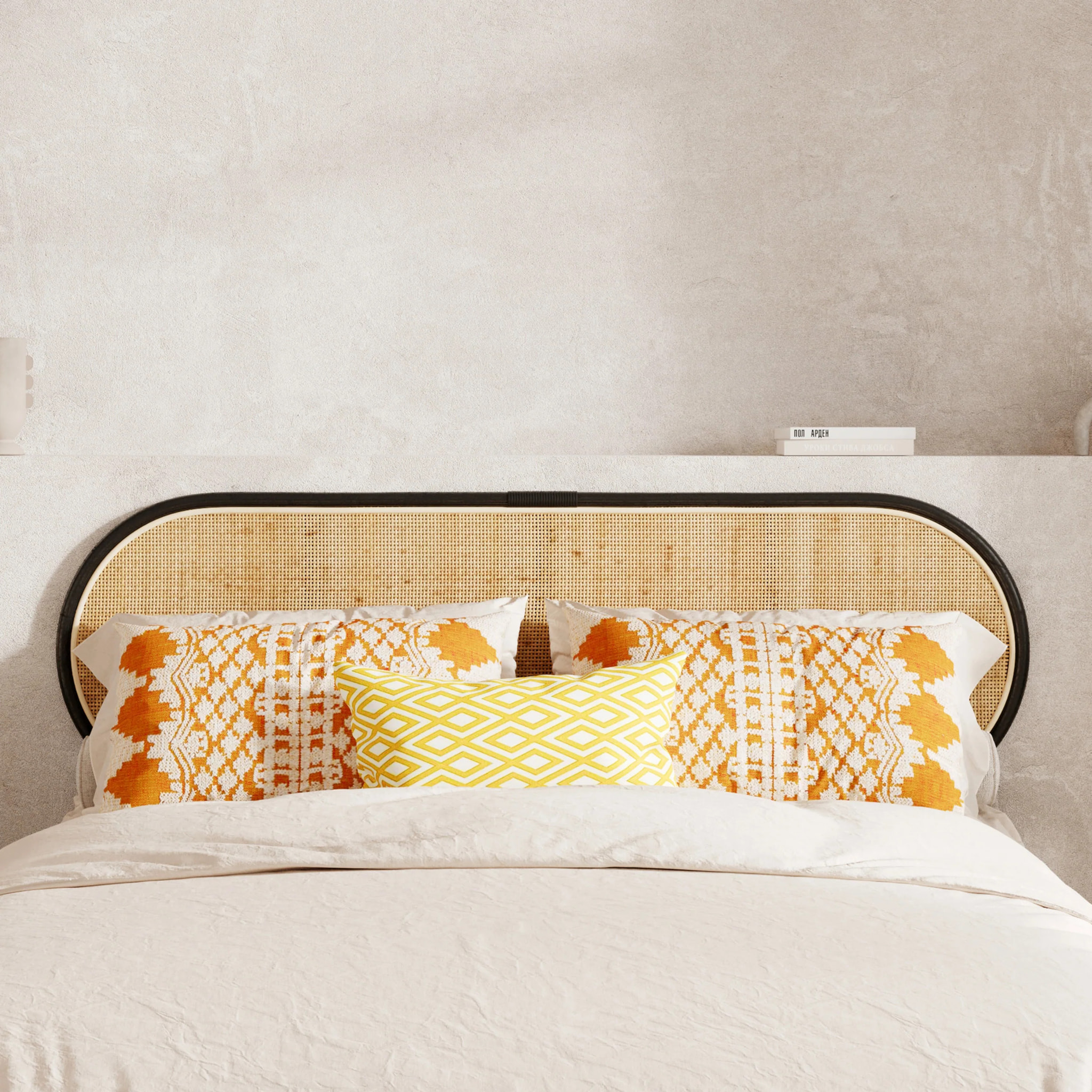 Tête de lit en rotin naturel et noir 140 cm - Navahino