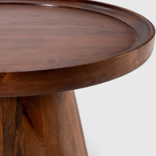 Table basse ronde en bois de manguier - DEVA