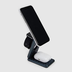 Piquadro Chargeur MagSafe pliable 3-en-1 15W avec adaptateur GaN 45W et base magnétique pour appareils Apple®