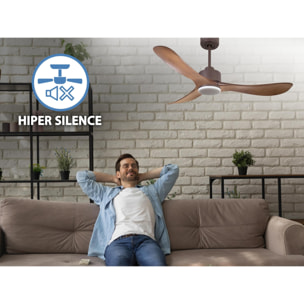 Ventilateur de plafond Réversible  Thermostat Dimmable Wifi Moteur à courant continu Toits en pente Télécommande Lumière à trois tons Hypersilence Mémoire